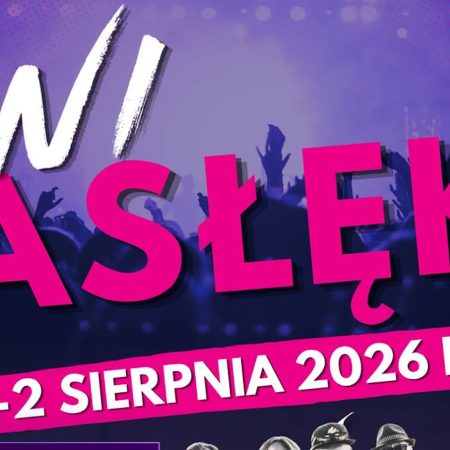 Plakat zapraszający w dniach 1-2 sierpnia 2026 r. do Pasłęka na Dni Pasłęka 2026. 