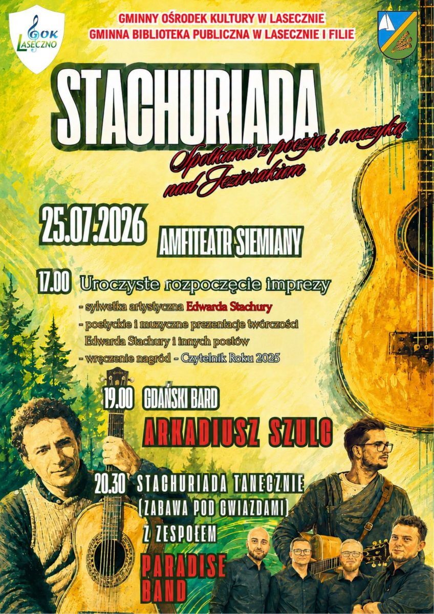 Plakat zapraszający w sobotę 25 lipca 2026 r. do Siemian na Stachuriada Siemiany 2026. 
