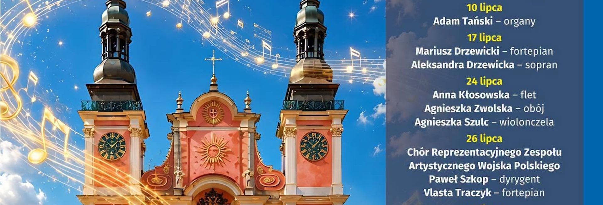 Plakat zapraszający do Św. Lipki na 38. edycję Świętolipskich Wieczorów Muzycznych - Św. Lipka 2026.