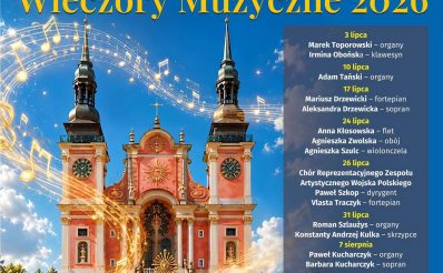 Plakat zapraszający do Św. Lipki na 38. edycję Świętolipskich Wieczorów Muzycznych - Św. Lipka 2026.
