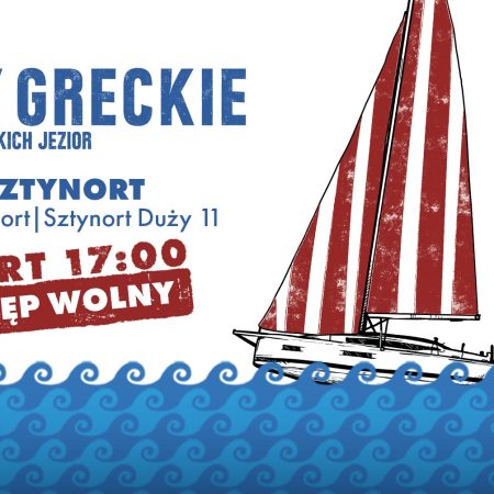 Plakat zapraszający we wtorek 28 lipca 2026 r. do Sztynortu na spektakl plenerowy „Mity Greckie w Krainie Wielkich Jezior” Sztynort 2026. 