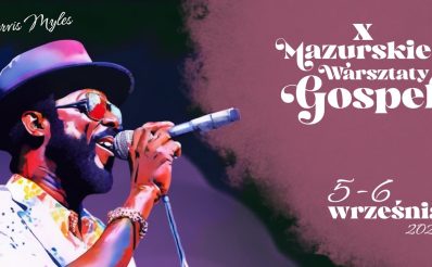 Plakat zapraszający w dniach 5-6 września 2026 r. do Ełku na Mazurskie Warsztaty Gospel Ełk 2026. 