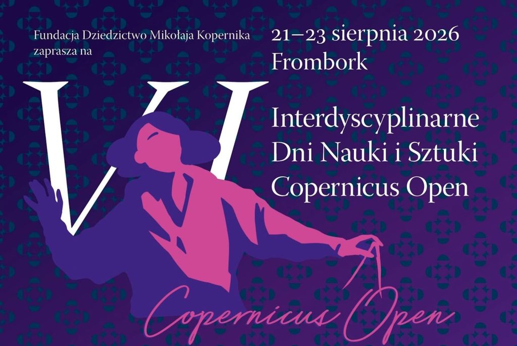 Plakat zapraszający w dniach 21-23 sierpnia 2026 r. do Fromborka na Interdyscyplinarne Dni Nauki i Sztuki Frombork 2026. 