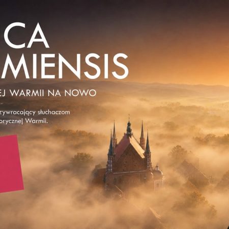 Plakat zapraszający w sobotę 22 sierpnia 2026 r. do Fromborka na Muzykę Warmiensis - muzyka dawnej Warmii na nowo Frombork 2026.  