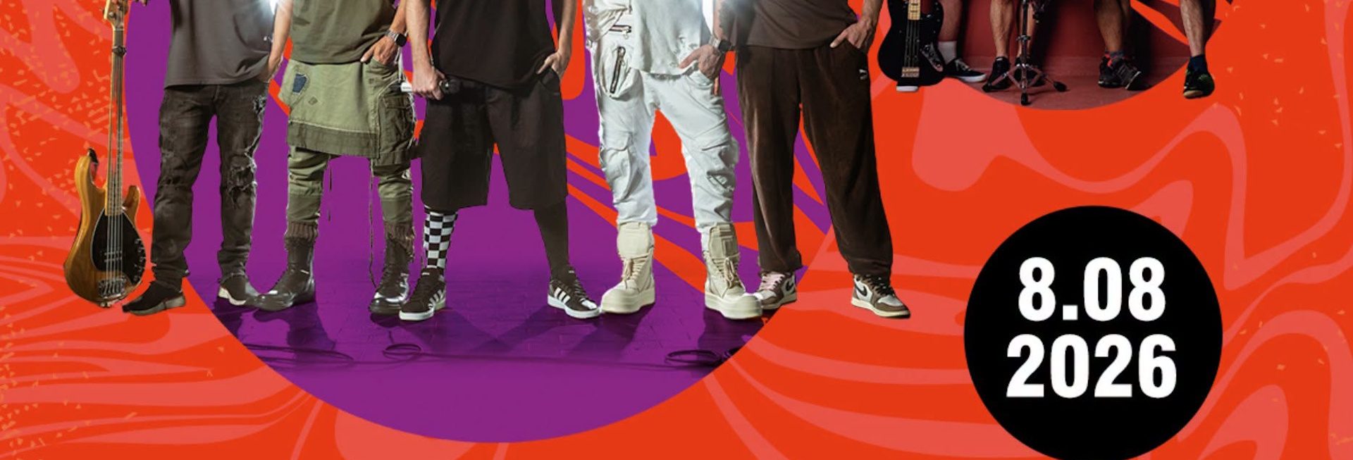 Plakat zapraszający w sobotę 8 sierpnia 2026 r. do Giżycka na koncert zespołów Afromental & Czereśnie Giżycko 2026.