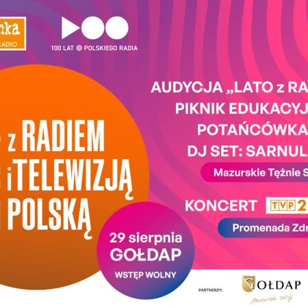 Plakat zapraszający w sobotę 29 sierpnia 2026 r. do Gołdapi na Lato z Radiem i Telewizją Polską Gołdap 2026.