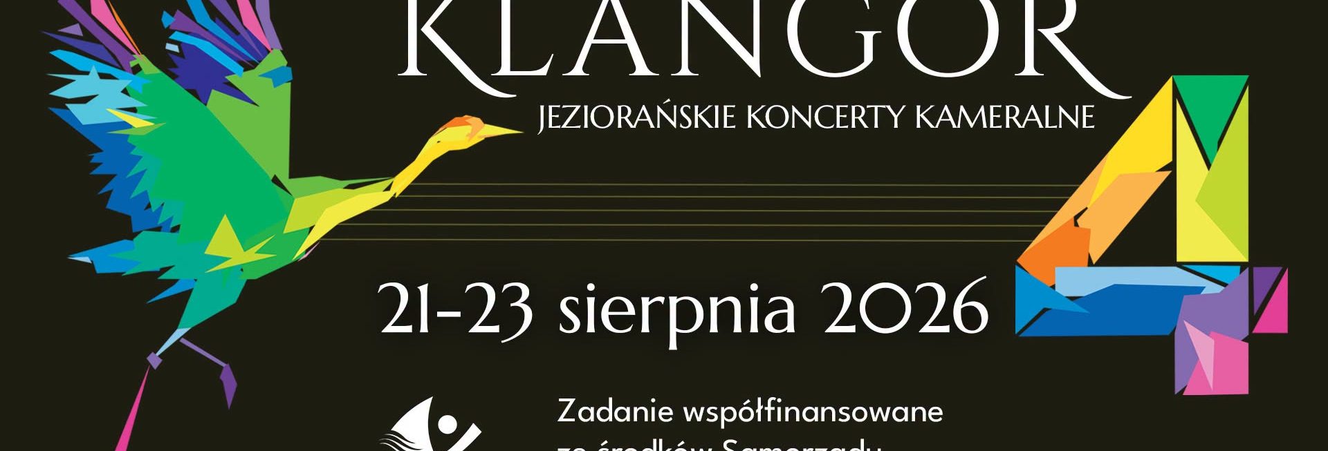 Plakat zapraszający w dniach 21-23 sierpnia 2026 r. do Tłokowa na Jeziorańskie Koncerty Kameralne "Klangor" Jeziorany 2026. 