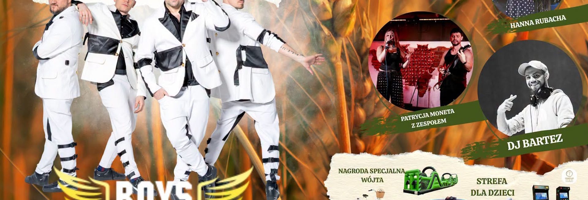 Plakat zapraszający w sobotę 5 września 2026 r. do miejscowości Małdyty w powiecie ostródzkim na Dożynki Gminne Małdyty 2026. 