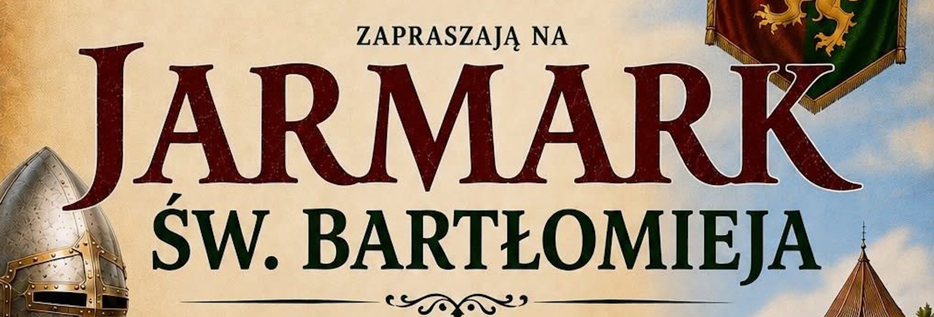 Plakat zapraszający w niedzielę 30 sierpnia 2026 r. do Pasłęka na Jarmark Św. Bartłomieja Pasłęk 2026. 