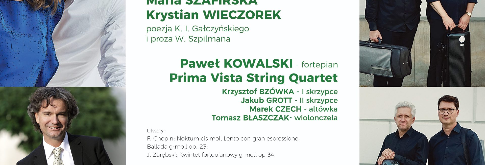 Plakat zapraszający w niedzielę 9 sierpnia do miejscowości Pranie w gminie Ruciane-Nida na koncert 43. edycja koncertów „Muzyka u Gałczyńskiego” Leśniczówka Pranie 2026. 