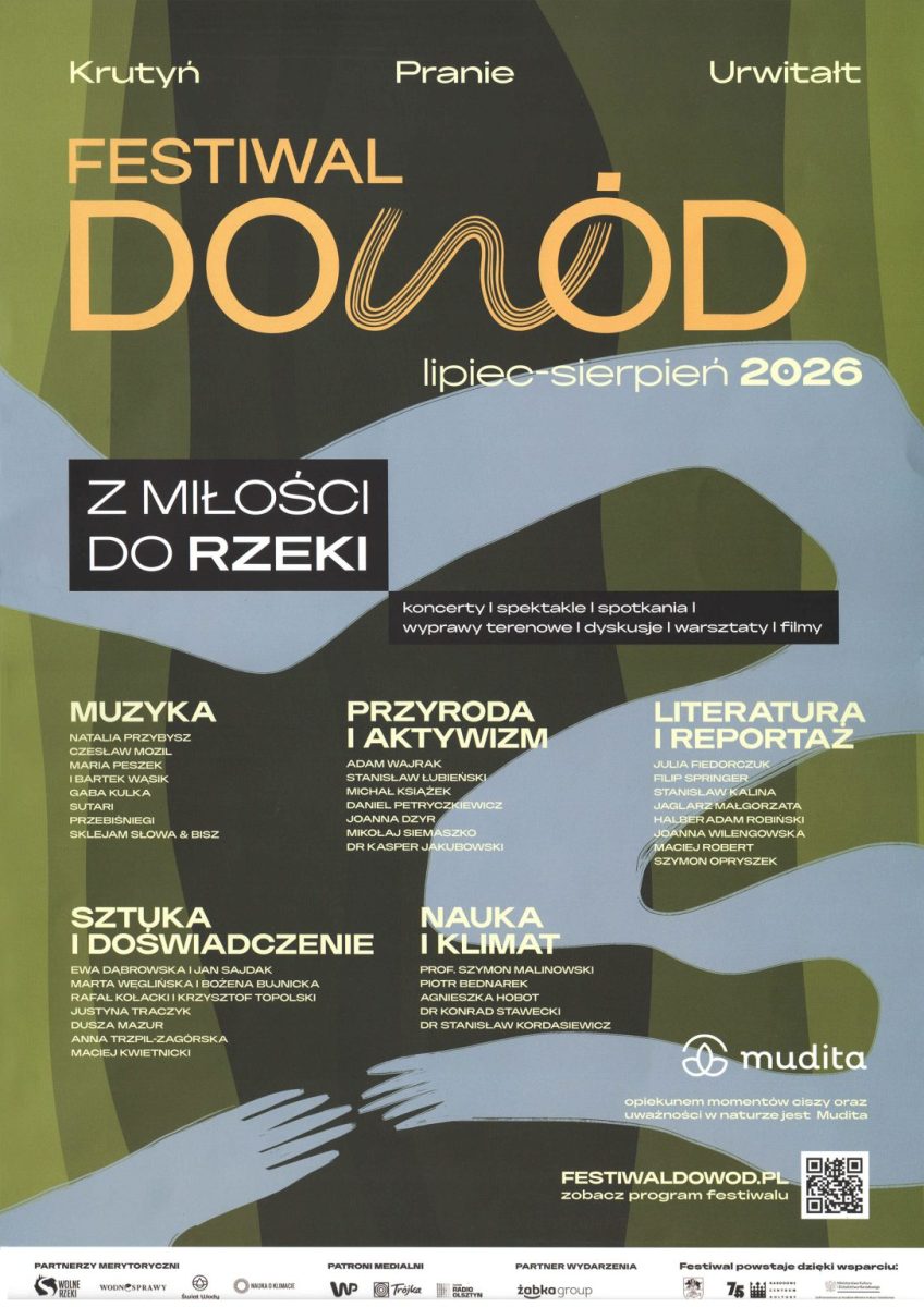 Plakat zapraszający w sobotę 29 sierpnia do miejscowości Pranie w gminie Ruciane-Nida na koncert Finał Festiwalu Dowód Leśniczówka Pranie 2026. 