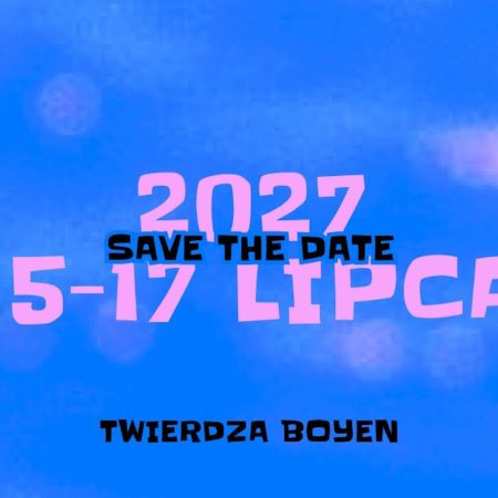 Plakat zapraszający w dniach 15-17 lipca 2027 r. do Giżycka na 27. edycję Festiwalu Mazury Hip Hop Festiwal Giżycko 2027.