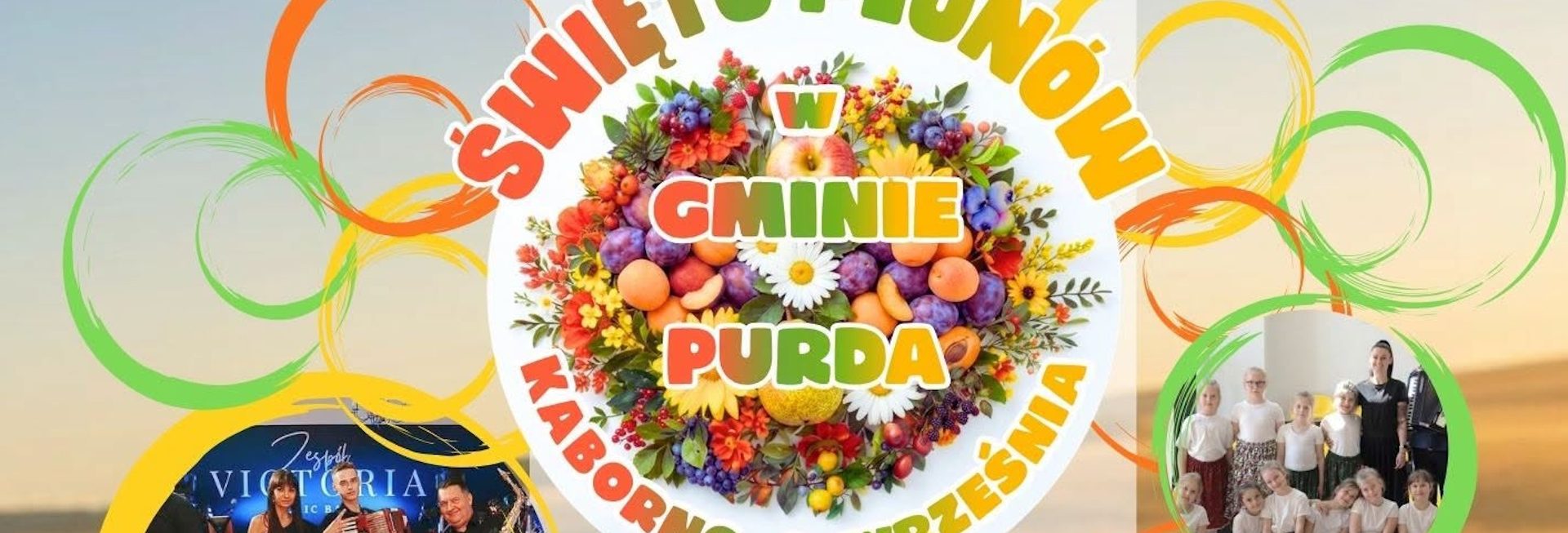 Plakat zapraszający w niedzielę 6 września 2026 r. do miejscowości Kaborno w gminie Purda na Święto Plonów w Gminie Purda Kaborno 2026.  