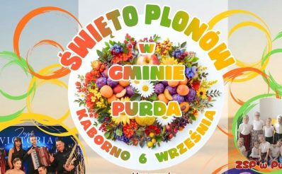 Plakat zapraszający w niedzielę 6 września 2026 r. do miejscowości Kaborno w gminie Purda na Święto Plonów w Gminie Purda Kaborno 2026.  