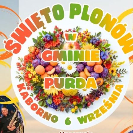 Plakat zapraszający w niedzielę 6 września 2026 r. do miejscowości Kaborno w gminie Purda na Święto Plonów w Gminie Purda Kaborno 2026.  