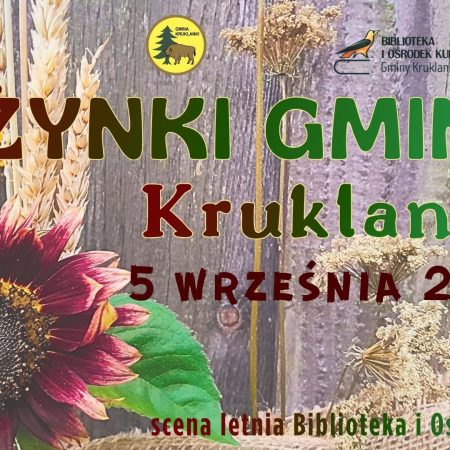 Plakat zapraszający w sobotę 5 września 2026 r. do miejscowości Kruklanki w powiecie giżyckim na Dożynki Gminne Kruklanki 2026.