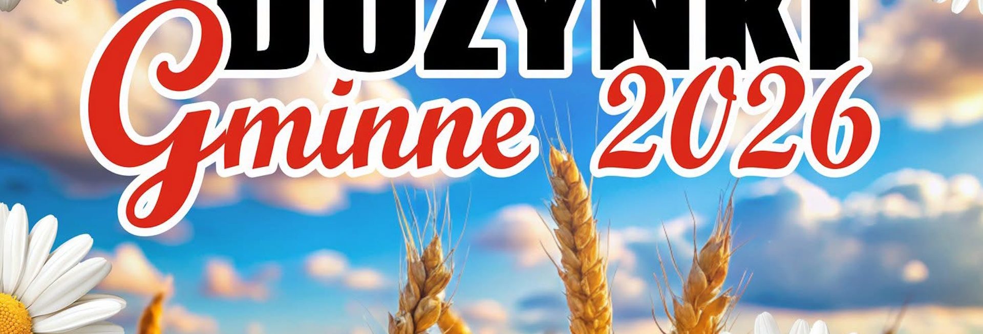 Plakat zapraszający w sobotę 12 września 2026 r. do miejscowości Nadrowo w gminie Olsztynek na Olsztyneckie Dożynki Gminne Nadrowo 2026.  