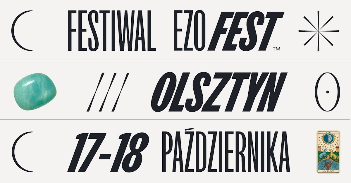 Plakat zapraszający w dniach 17-18 października 2026 r. do Olsztyna na Festiwal Ezoteryki i Rozwoju Osobistego Hala Urania Olsztyn 2026. 