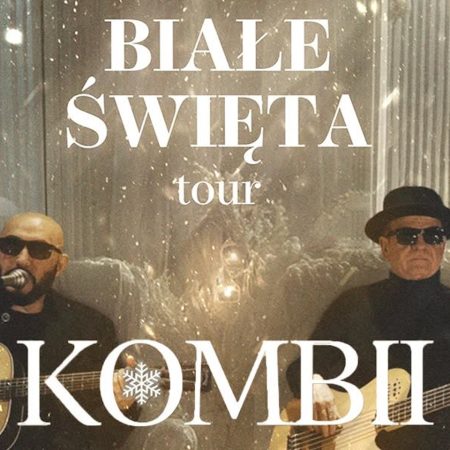 Plakat zapraszający na koncert zespołu Kombii - Świąteczny Koncert „Białe Święta”.