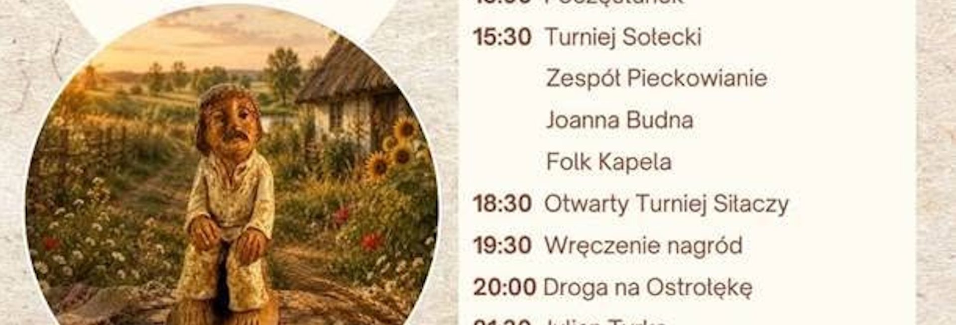 Plakat zapraszający w niedzielę 6 września 2026 r. do miejscowości Piecki na Dożynki Gminne Piecki 2026.