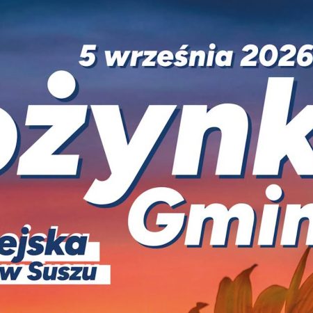 Plakat zapraszający w sobotę 5 września 2026 r. do miejscowości Susz na Dożynki Gminne Susz 2026.