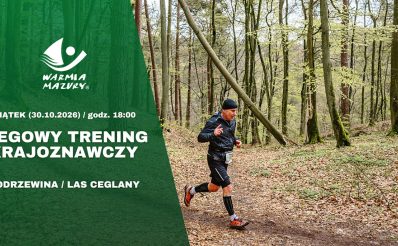 Plakat zapraszający w piątek 30 października 2026 r. do Elbląga na Trening "Odkryj nieodkryte! Biegiem poznaj Wysoczyznę Elbląską!" Elbląg 2026. 