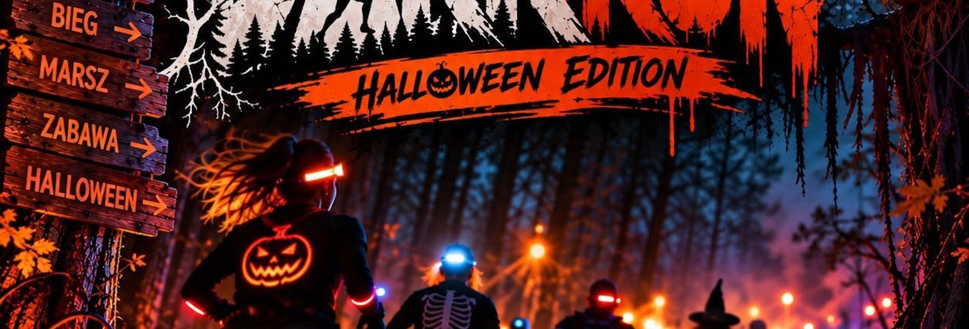 Plakat zapraszający w czwartek 29 października 2026 r. do Nidzicy na Bieg Darkrun – Halloween Edition Nidzica 2026.  