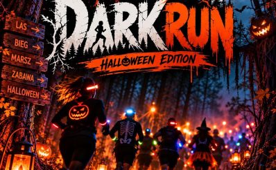 Plakat zapraszający w czwartek 29 października 2026 r. do Nidzicy na Bieg Darkrun – Halloween Edition Nidzica 2026.  