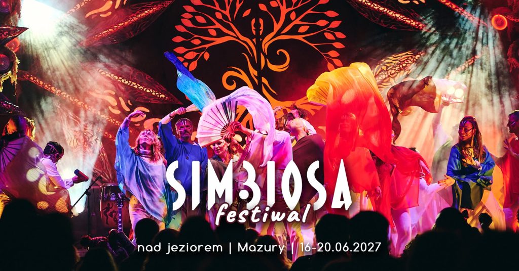 Plakat zapraszający w dniach 16-20 czerwca 2027 r. do miejscowości Warchały na 6. edycję Festiwalu Simbiosa Warchały 2027.